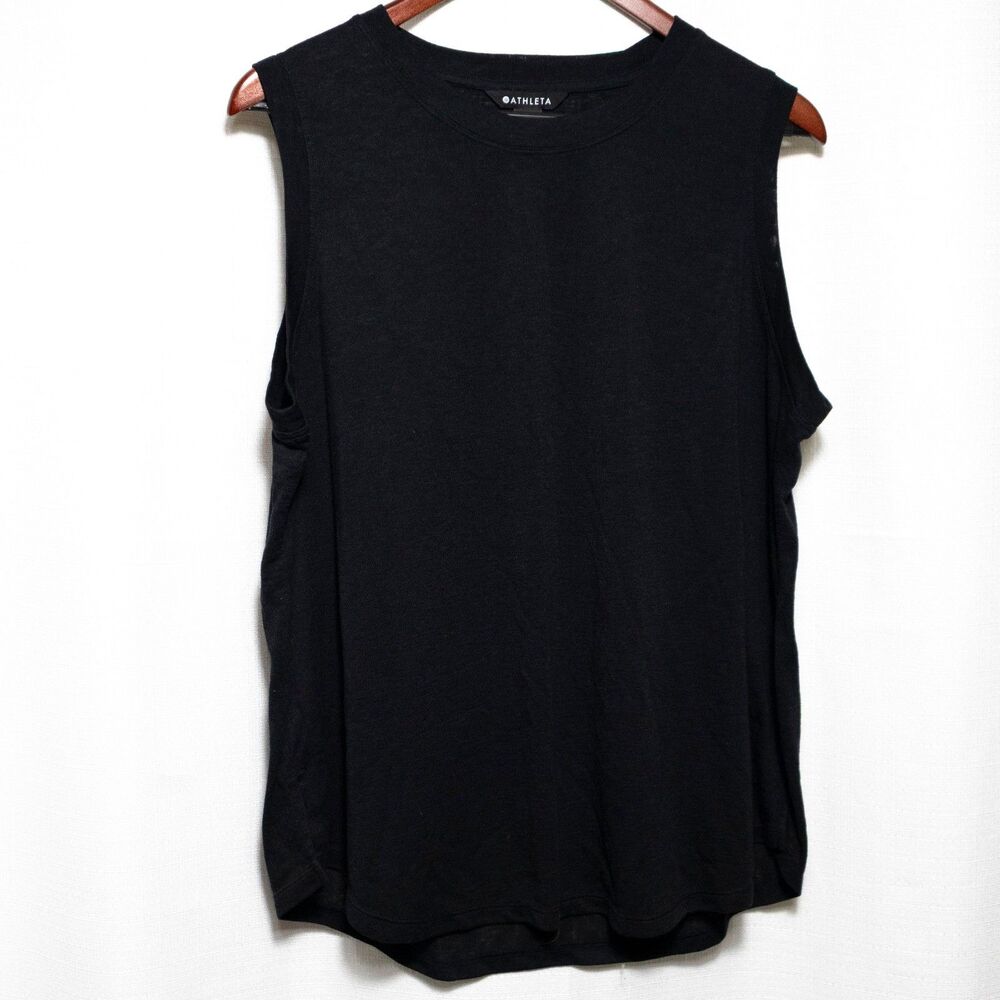 Athleta Tank Top Womens 1X Plus Black Sleeveless Workout Loose Fit